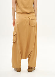 Skirt-like pants with brown ribbon detail