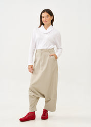 Stone color combination cut-out skirt pants with pocket