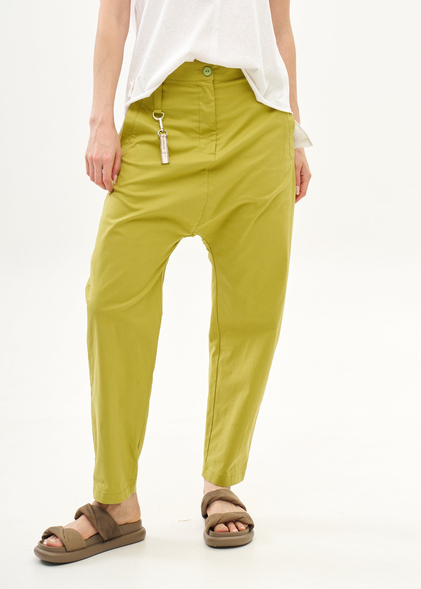 Baggy pants with green Miya ribbon