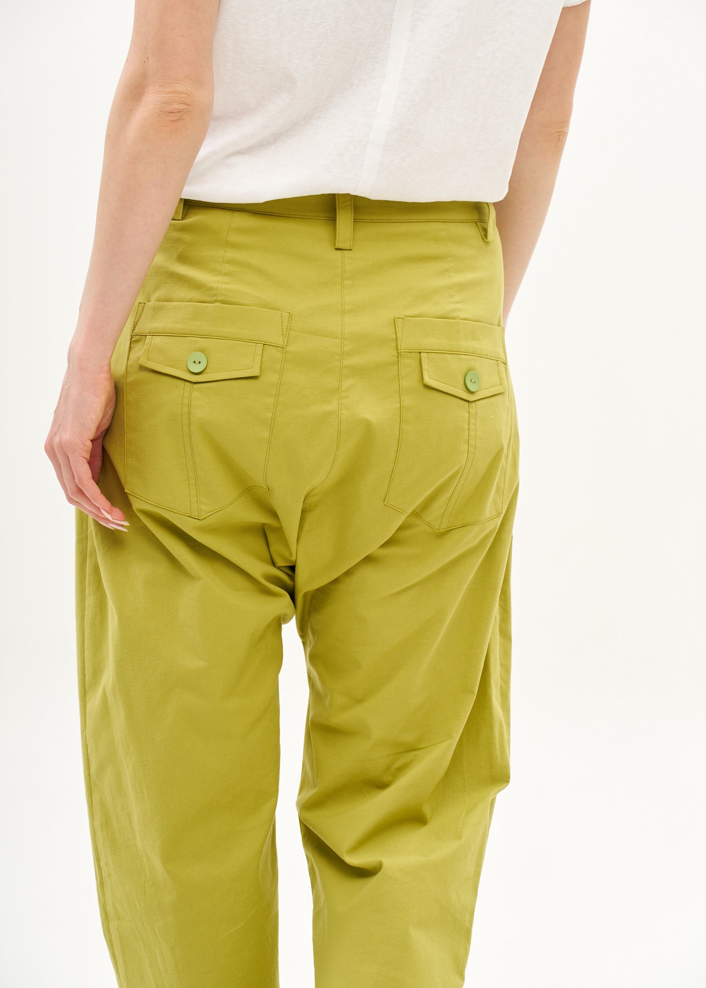 Baggy pants with green Miya ribbon