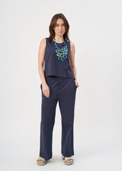 Classic straight leg blue jersey pants