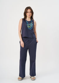 Classic straight leg blue jersey pants - 02