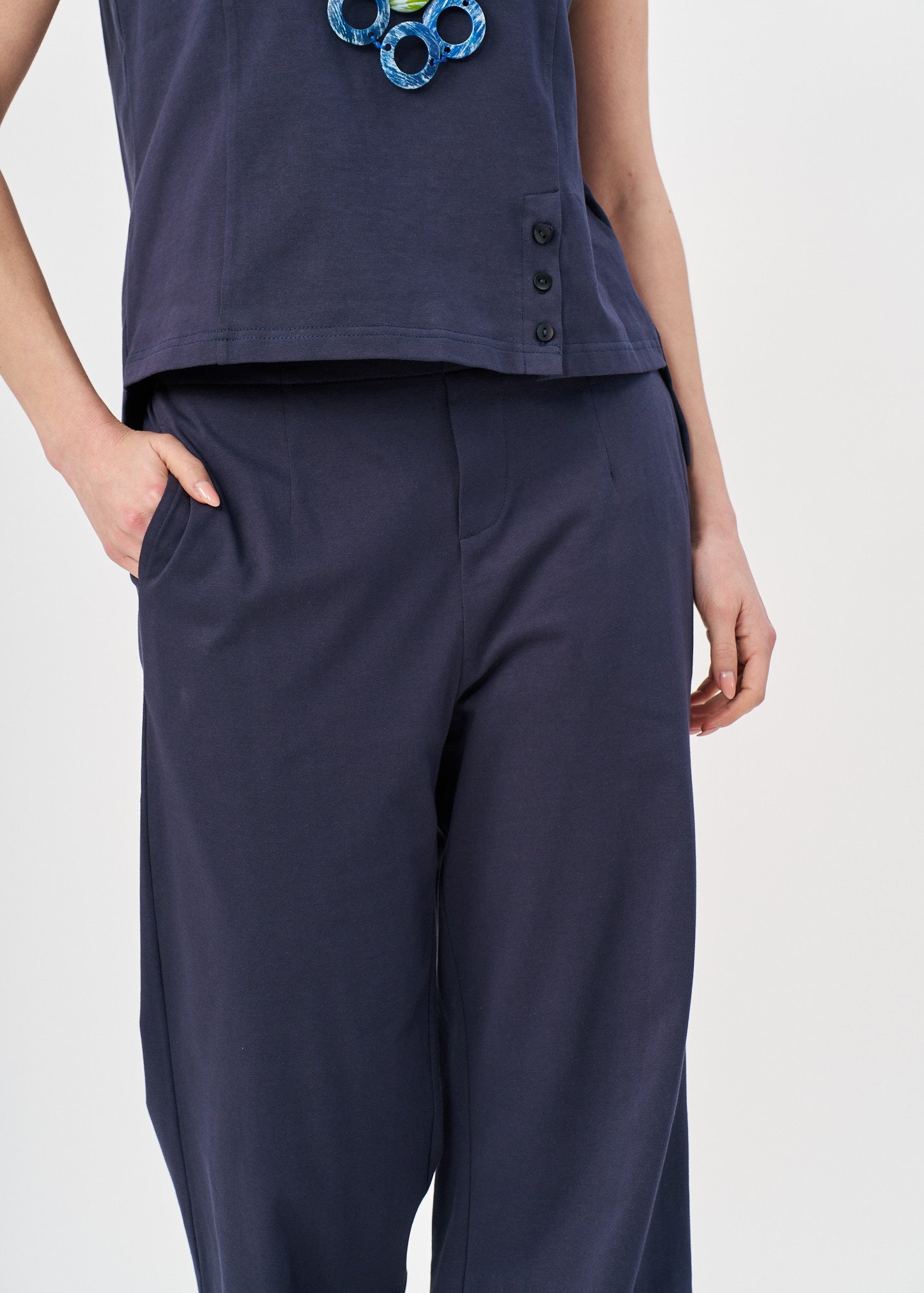 Classic straight leg blue jersey pants