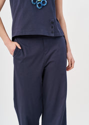 Classic straight leg blue jersey pants