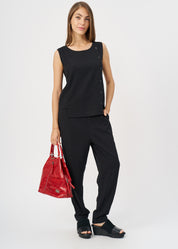 Black tiered tank top with buttons