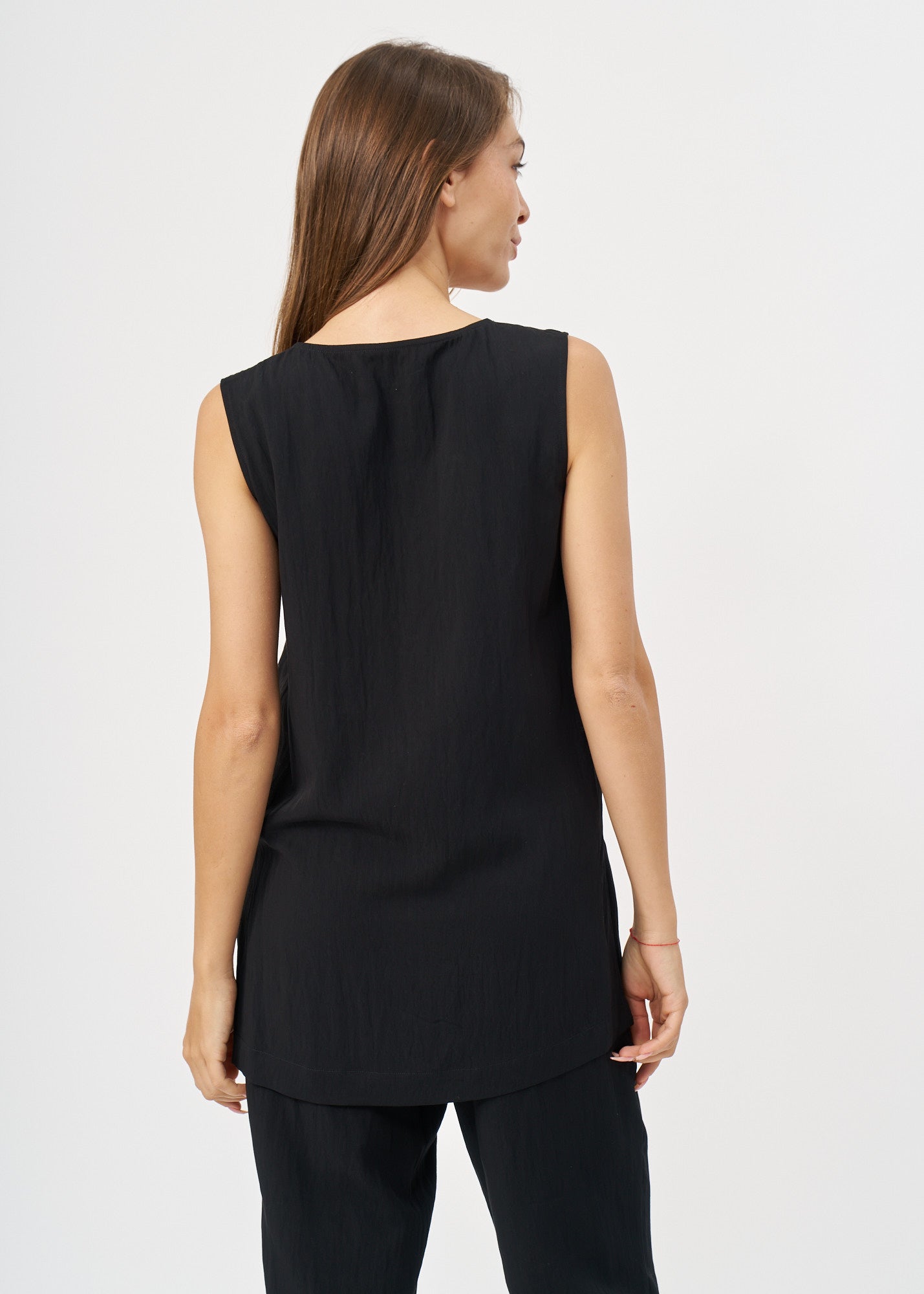 Black tiered tank top with buttons