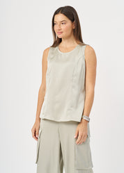 Green satin pocket tank top