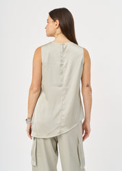 Green satin pocket tank top