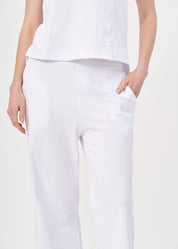 Classic straight leg trousers in white jersey