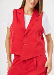 Red asymmetrical extension vest