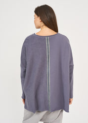Oversized sweatshirt with dark gray ribbon combination