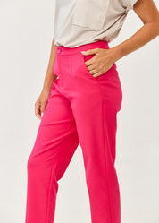 Classic fuchsia pink pants with zipper and button