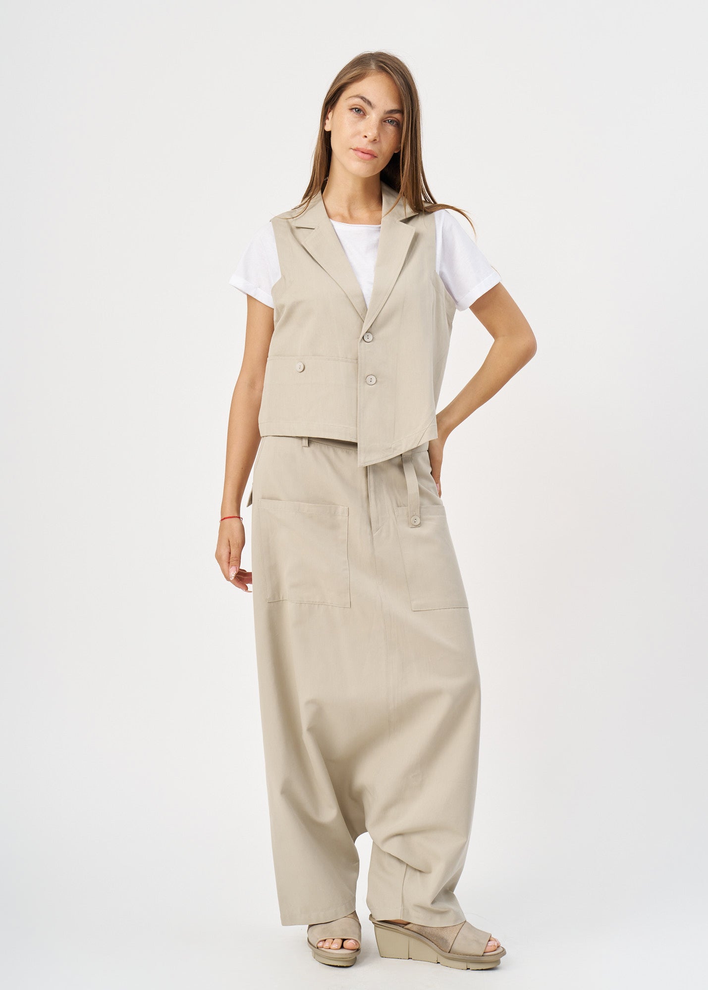Stone Asymmetrical Extension Vest 