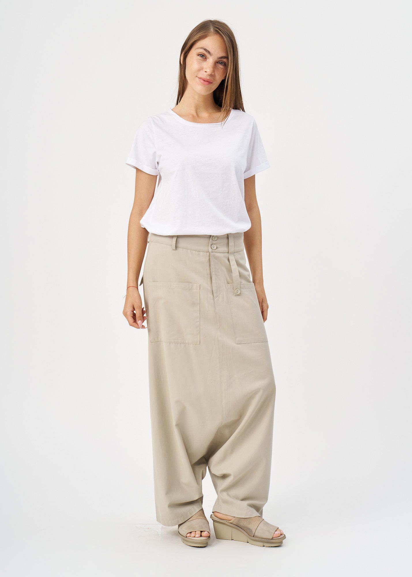 Stone Square Pocket Skirt-Like Pants