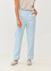 Classic blue trousers with zipper and button