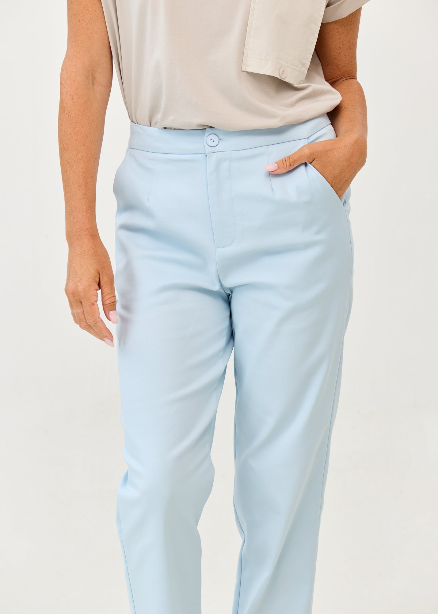 Classic blue trousers with zipper and button