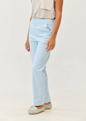 Classic blue trousers with zipper and button
