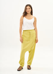 Long yellow buttoned linen baggy pants