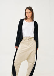 Black long sleeve tie-waist top