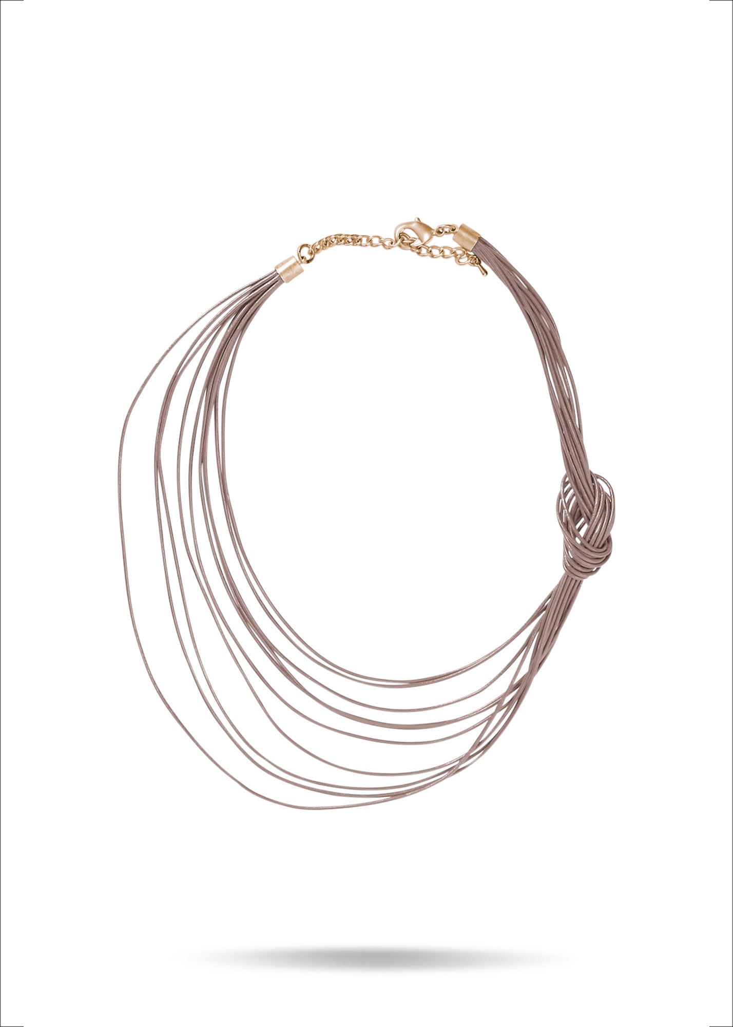 Leather cord chain with beige side knot
