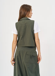 Dark green asymmetrical extension vest