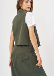 Dark green asymmetrical extension vest