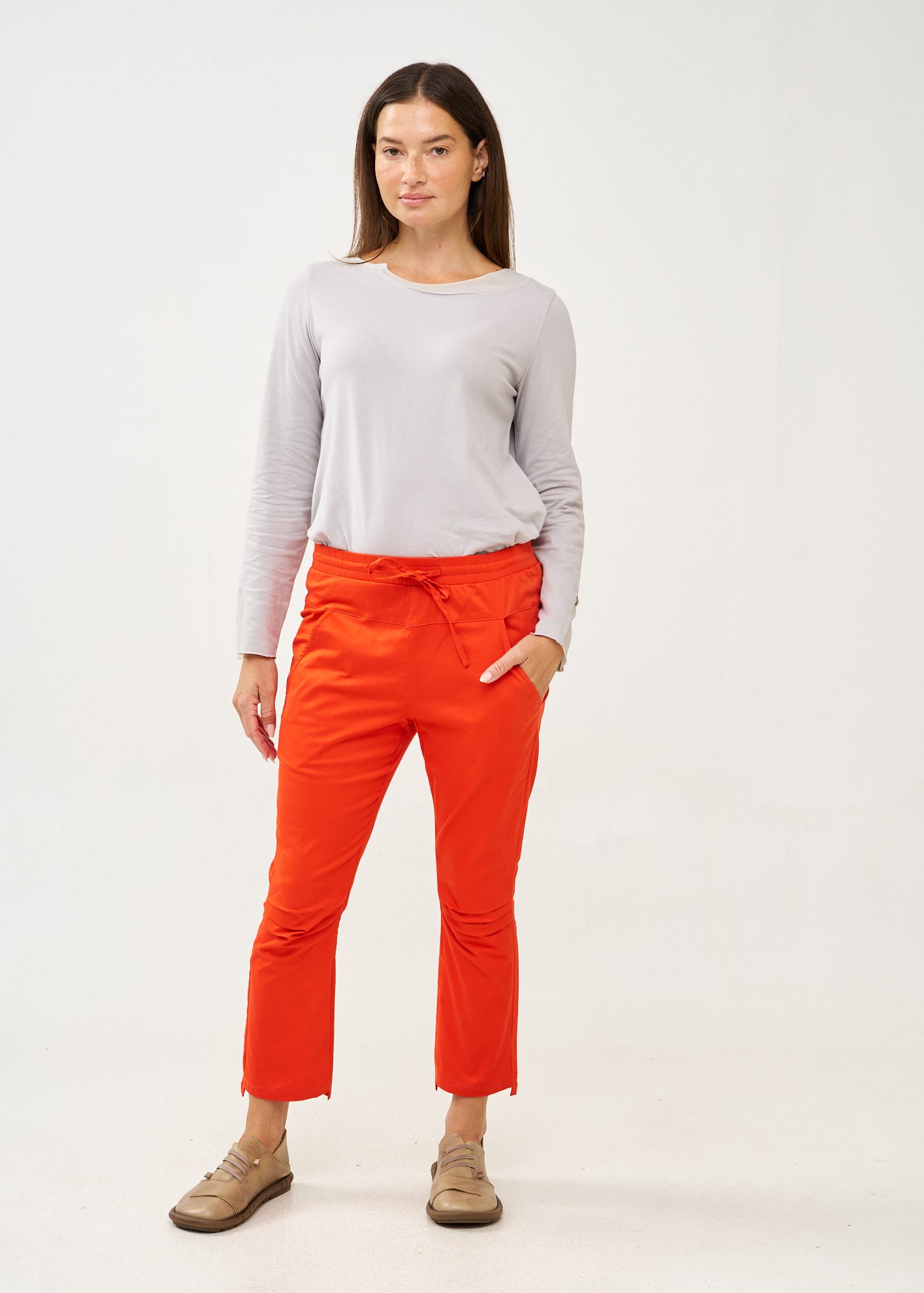 Orange knee-length pants