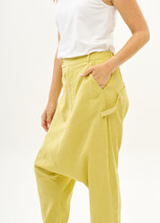 Long yellow buttoned linen baggy pants