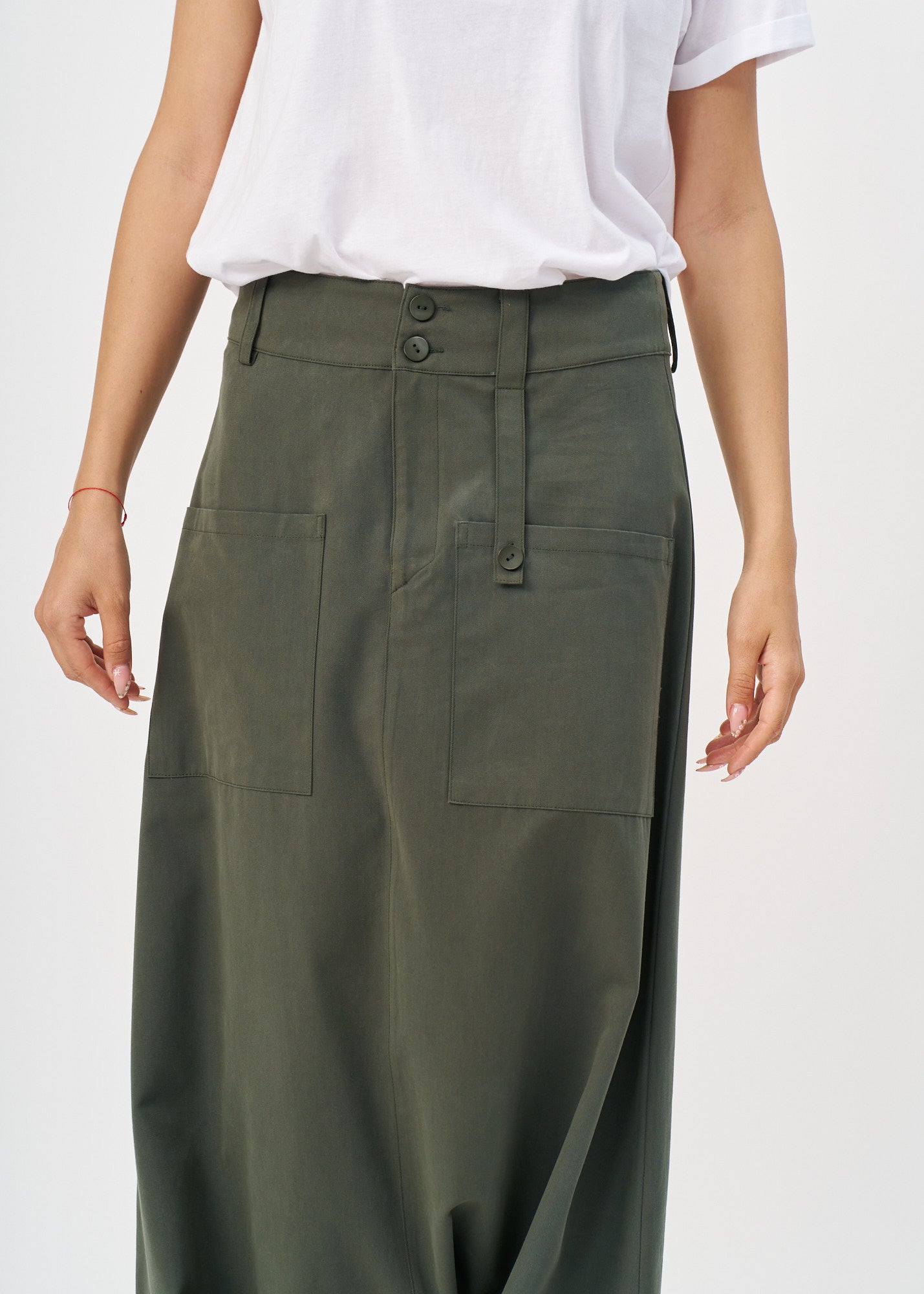 Brown square pocket skirt-like pants