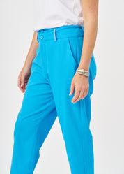 Long pants with blue ladder ribbon combination