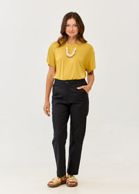 Classic trousers, zip and button, black - 00