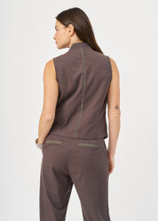 Dark Gray Vest with Ladder Tapes and Buttons