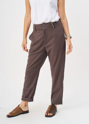Dark gray ladder ribbon combination long pants