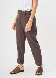 Dark gray ladder ribbon combination long pants