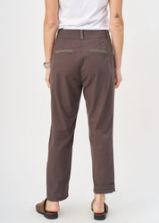 Dark gray ladder ribbon combination long pants