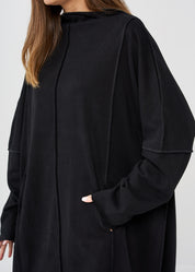 Black vertical stitching sleeve dress