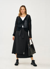 Asymmetrical wrap skirt with black belt - 03