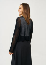 Black thin knit wrap-forward knit