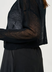 Black thin knit wrap-forward knit