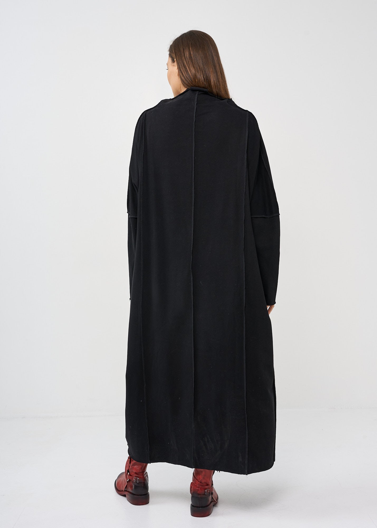 Black vertical stitching sleeve dress