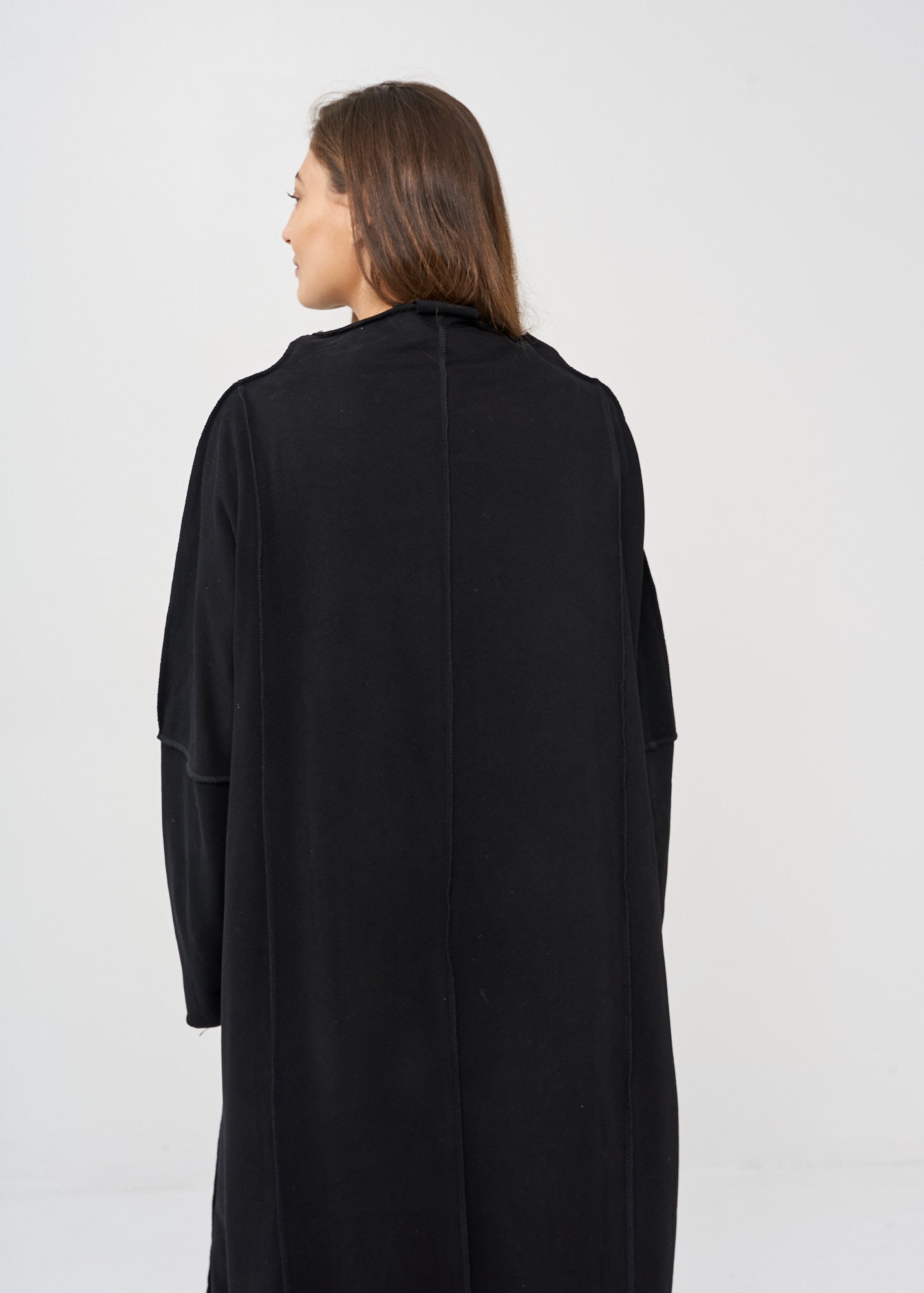 Black vertical stitching sleeve dress