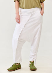 Cotton baggy pants with white ribbon combination