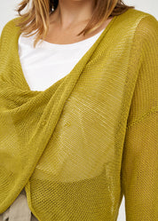 Green thin knit forward wrap knit