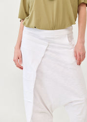 Cotton baggy pants with white ribbon combination