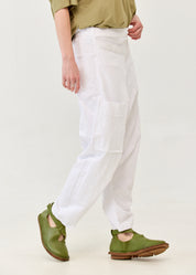 Cotton baggy pants with white ribbon combination