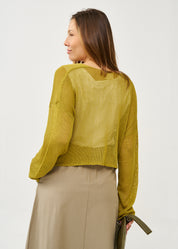 Green thin knit forward wrap knit