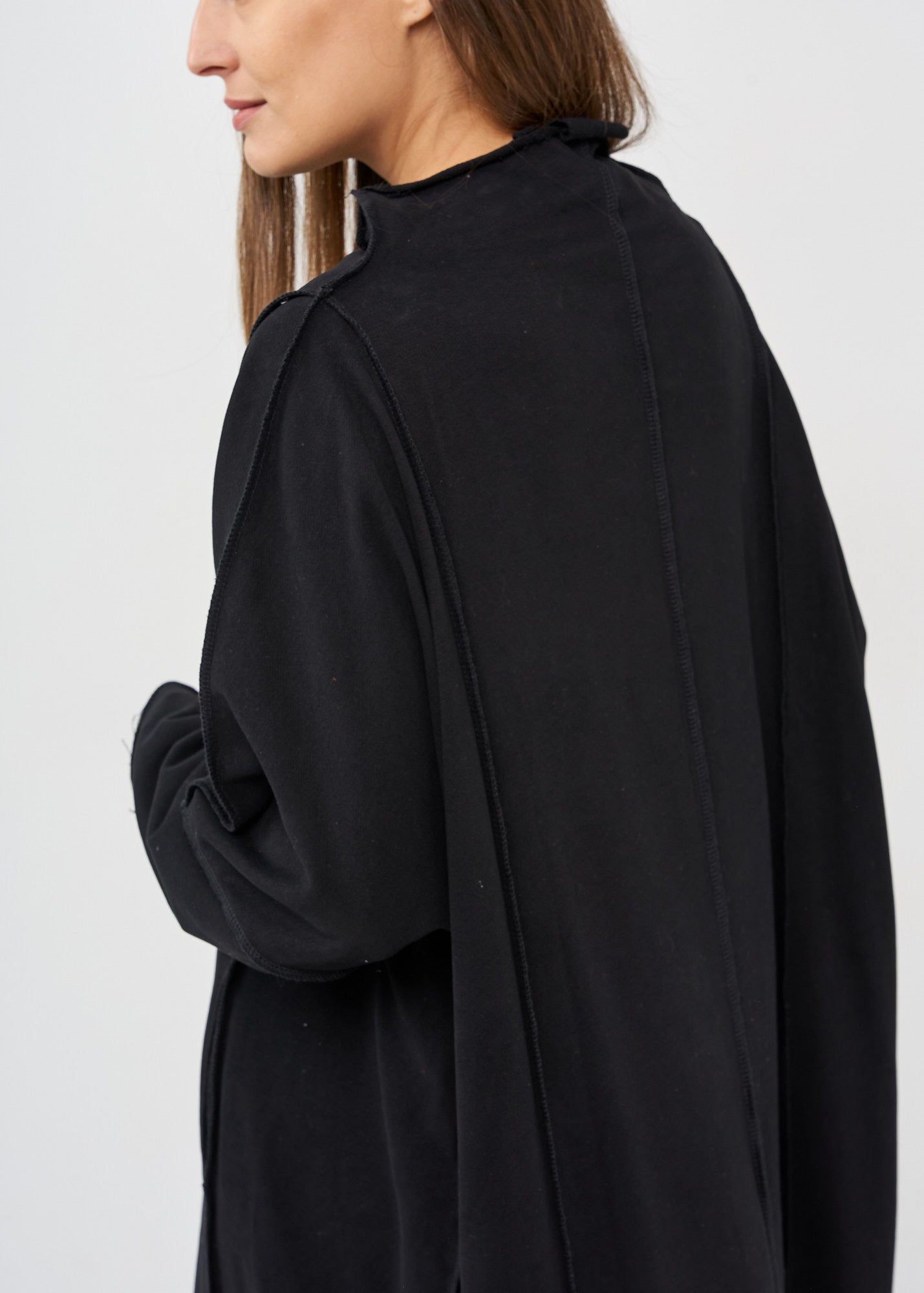 Black vertical stitching sleeve dress