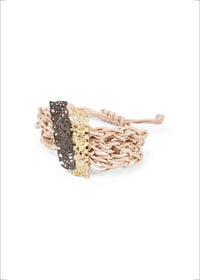 Beige handmade braided cord bracelet - 99