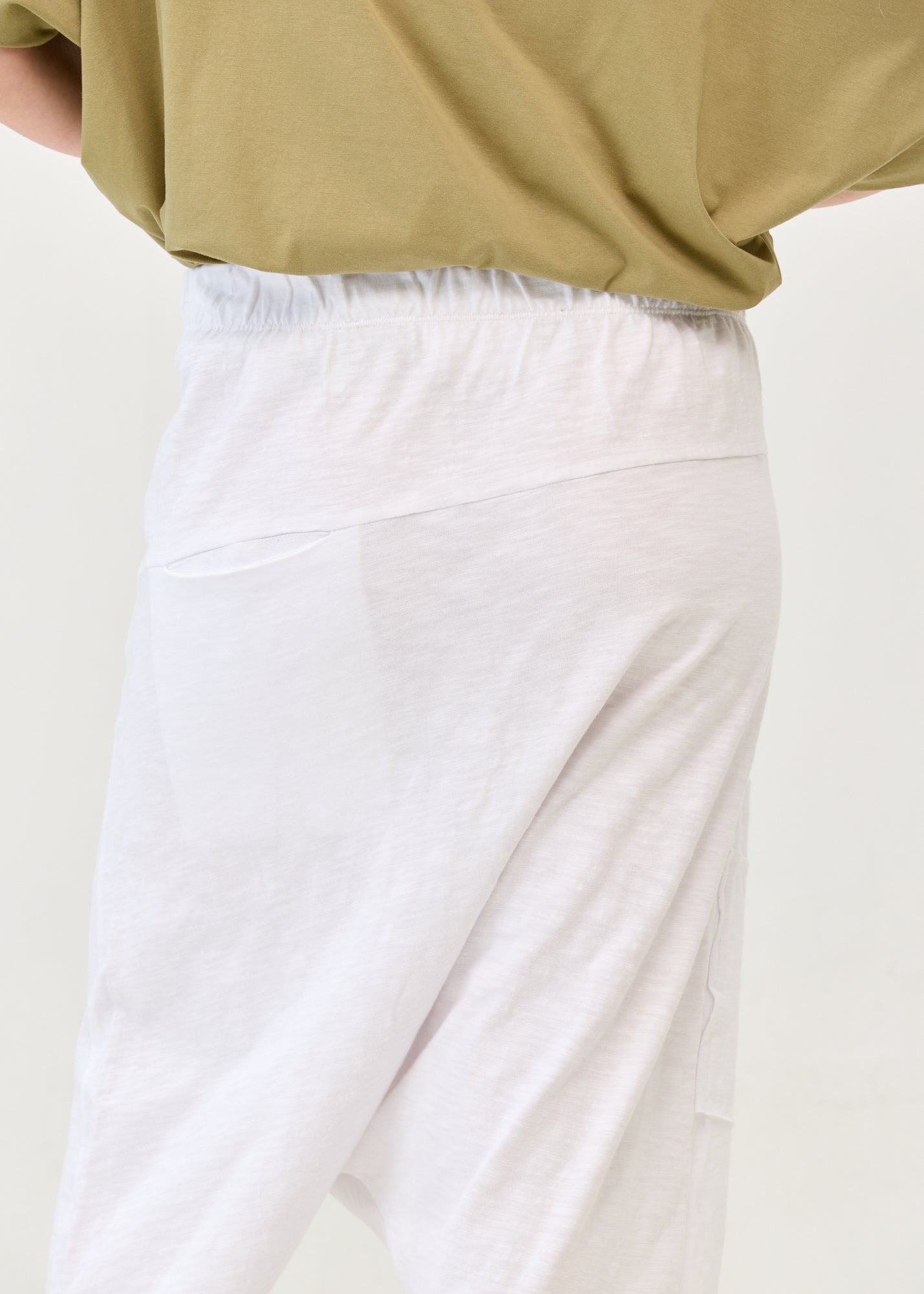 Cotton baggy pants with white ribbon combination