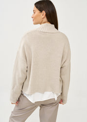 Light gray knit top with zipper